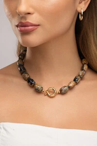 Colar Curto Agatha Mescla Bahia Banho Ouro 18K