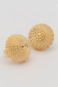 Brinco Dourado Botão Textura