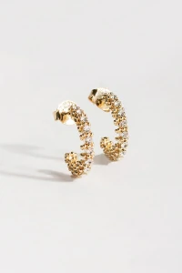 Brinco De Argola Pequena Filigrana Strass Dourado