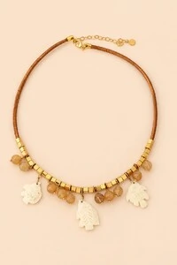 Colar Peixe Madre Rutilo Banho Ouro 18K