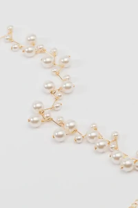 Colar Dourado Pérola Zig Zag