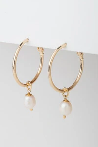 Pingente Duplo Pérola Natural banho Ouro 18K