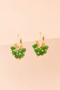 Brinco Argola Cachinho Jade Oliva Banho Ouro 18K
