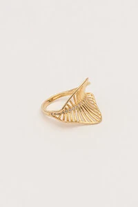 Anel Folha Zircônia Banho Ouro 18K