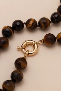Colar Vereda Olho de Tigre Banho Ouro 18K
