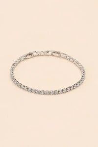 Pulseira Riviera Prateada Zircônia Cristal