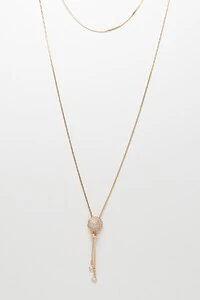 Colar Dourado Gravata Botão Zircônia Cristal