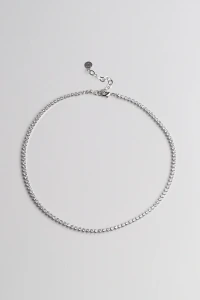 Colar Prateado Choker Zircônia Redonda