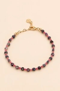Pulseira Safira Facetada Mini Zircônia Rosa Banho Ouro 18K