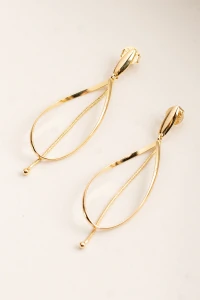 Brinco Gota Fio Banho Ouro 18K