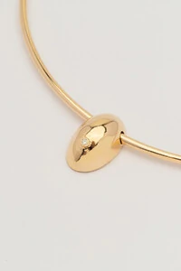 Colar Aro Dourado Bean Ponto Zircônia