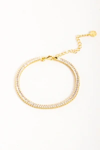 Pulseira Riviera Zircônia Baguete Dourada