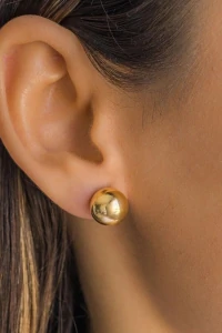 Brinco Bolinha Lisa Banho Ouro 18k