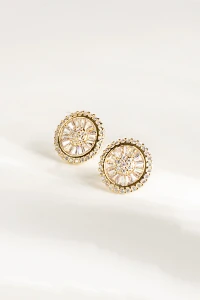 Brinco Pizza Zircônia Banho Ouro 18K