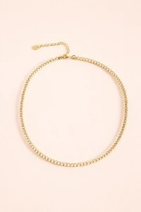 Colar Dourado Choker Riviera Zircônia Redonda