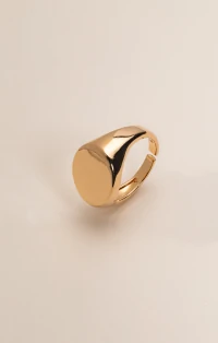 Anel Redondo Achatado Liso Banho Ouro 18K
