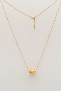 Colar Longo Bola Chic Banho Ouro 18k