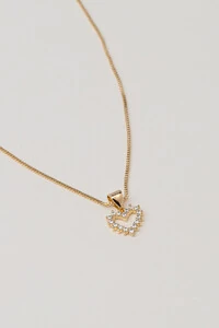 Colar Mini Coração Vazado Zirconia Banho Ouro 18k