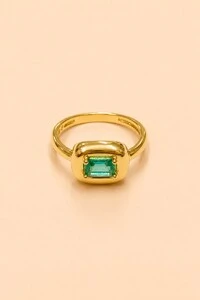 Anel Cubo Turmalina Banho Ouro 18K