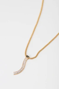 Colar Malha Italiana Zircônia Baguete Banho Ouro 18K
