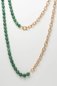 Colar Dourado Jardins 2 em 1 Jade Verde