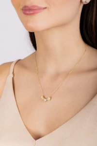Colar Veneziana Corações Zircônia Banho Ouro 18k