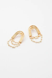 Brinco Dourado Arco com Pérola