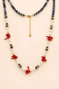 Colar Fishermen’s Core Red Blue Banho Ouro 18K