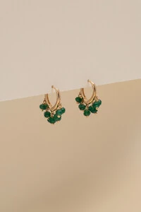 Brinco Biarritz Argola Cachinho Jade Banho Ouro 18k