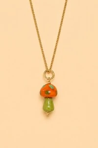 Pingente Cogumelo Da Sorte Banho Ouro 18K
