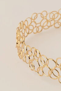 Colar Choker Dourado Círculos Vazado