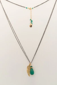 Colar Gaia Gota Jade Verde Banho Ouro 18k