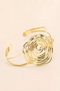 Pulseira Bracelete Aramado Flor Dourado