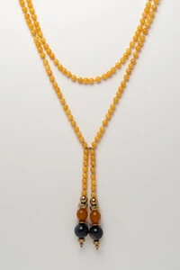 Colar Gravata Nautic Jade Amarela Banho Ouro 18K