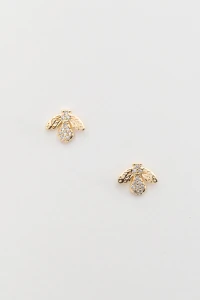 Brinco Abelha Zircônia Banho Ouro 18K