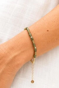 Pulseira Musk Serpentinita Banho Ouro 18K