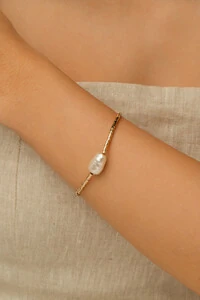 Pulseira Dourada Canutilhos Pérola