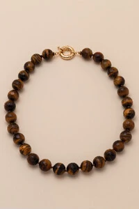 Colar Vereda Olho de Tigre Banho Ouro 18K