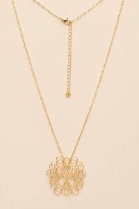 Colar Dourado Longo Círculos Vazado