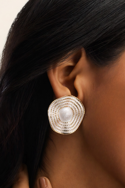 Foto Brinco Círculo Ondas Resina Madrepérola