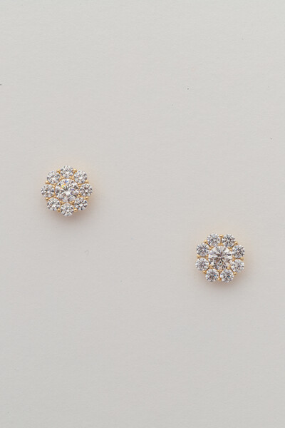 FotoBrinco Flor Zircônia Banho Ouro 18K