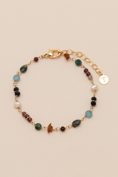 Foto Pulseira Biarritz Mix Pedras Banho Ouro 18K