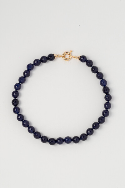 Foto Colar Jade Azul Nautic Banho Ouro 18K