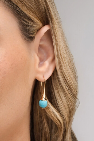 Foto Brinco Anzol Howlita Turquesa