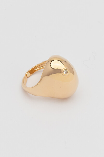 Foto Anel Dourado Dedinho Bean Ponto Zircônia