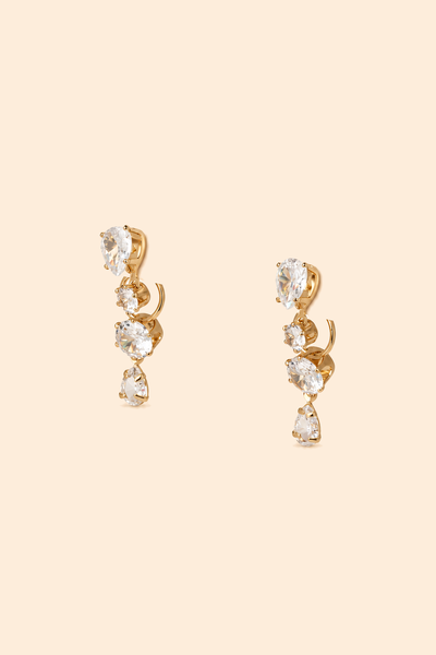 Foto Brinco Duplo Zircônia Banho Ouro 18K