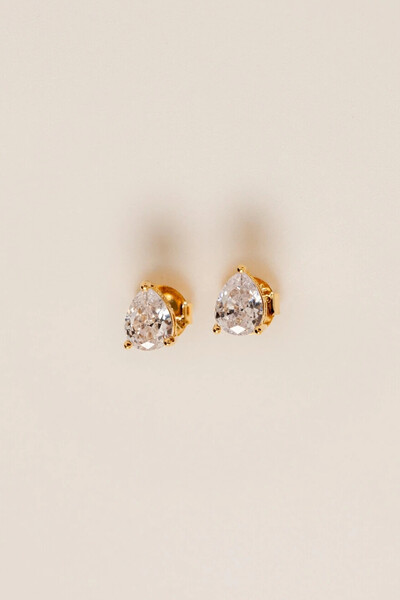 Foto Brinco Gota Zircônia Banho Ouro 18k