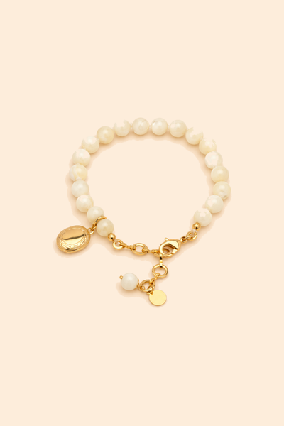 Foto Pulseira Esferas Madre Banho Ouro 18K