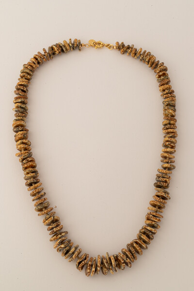 FotoColar Boho Disco Jasper Banho Ouro 18K