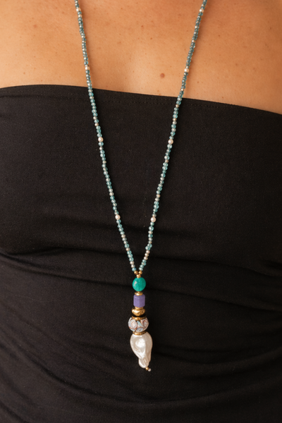 Foto Colar Verano Cristal Blue Banho Ouro 18K